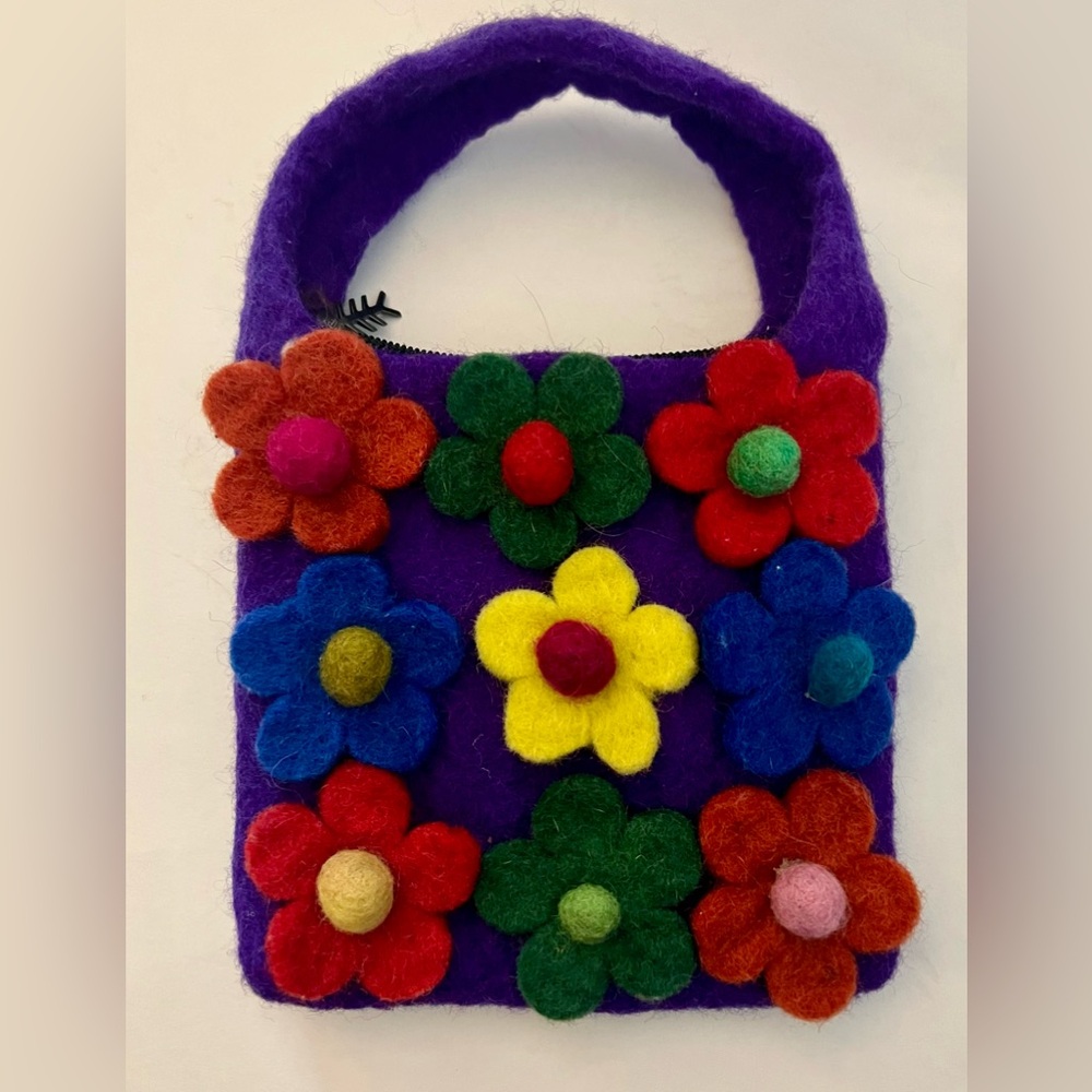 Colorful Felt Flower Children's Bag EUC
